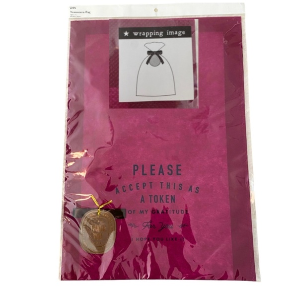 Amifa Drawstring Gift Wrapping Bag. Thank You Print. Red Multi. 1 Piece - Picture 1 of 8